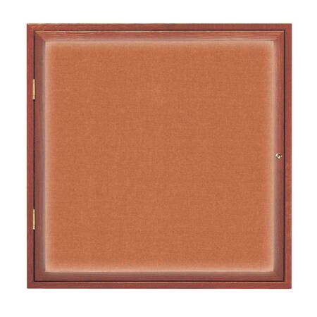 United Visual Products Single Door Slim Enclosed Radius EZ Tack Board, 48"x36", Gold/White UVRDS48EZ-WHITE-GOLD